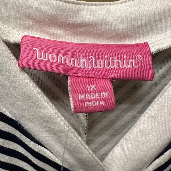 Woman Within Blue and White Striped Sleeveless Maxi Dress, 1X, NWT - Picture 4 of 6